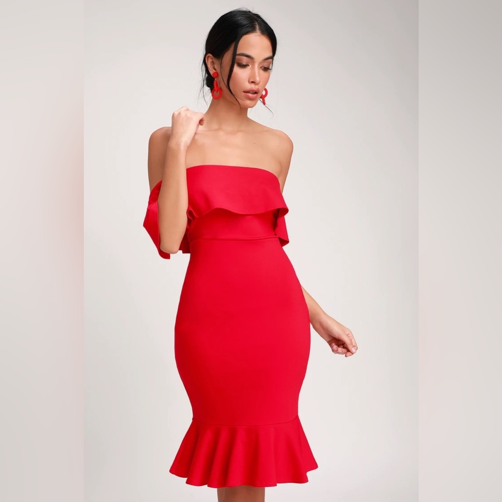 Red Off-the-Shoulder Bodycon Dress